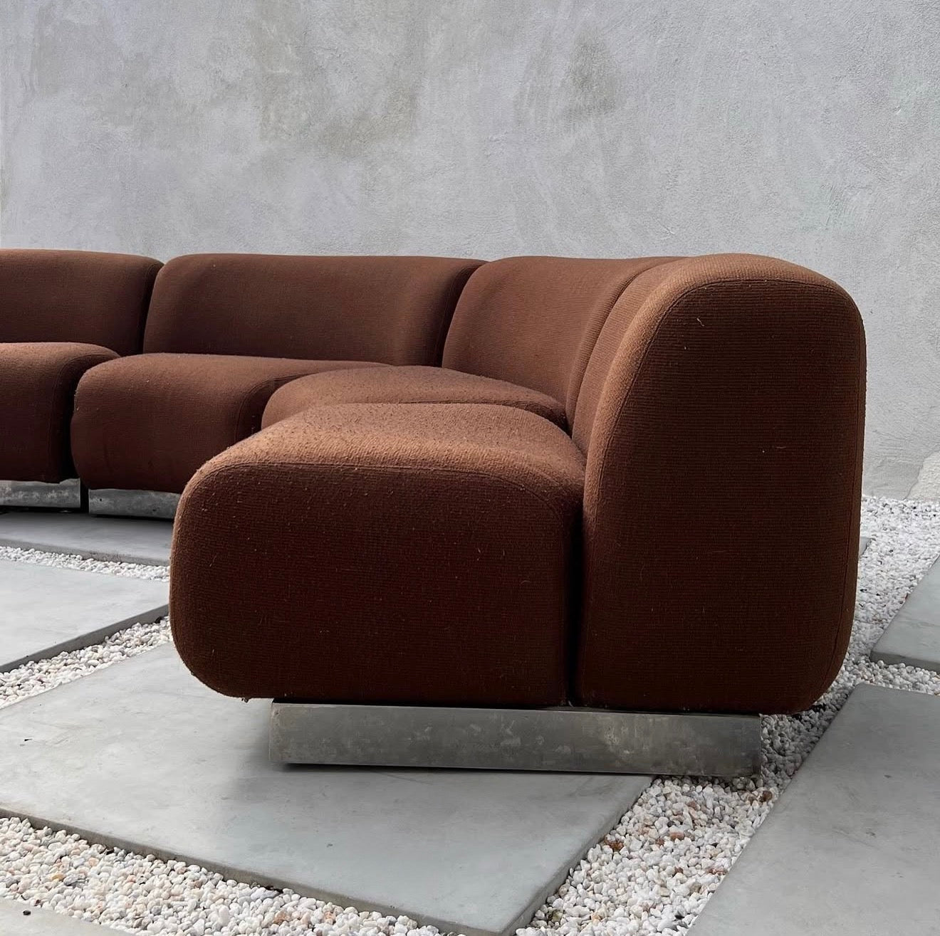 Mid century modular sofa with chrome base, circa 1970