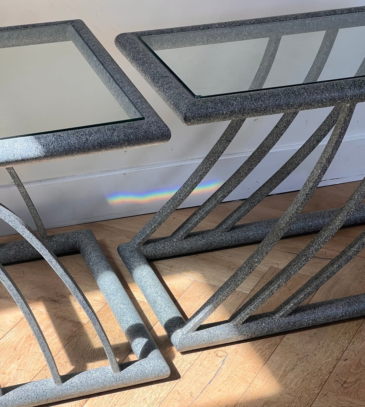 Pair of postmodern side tables, late 20th century