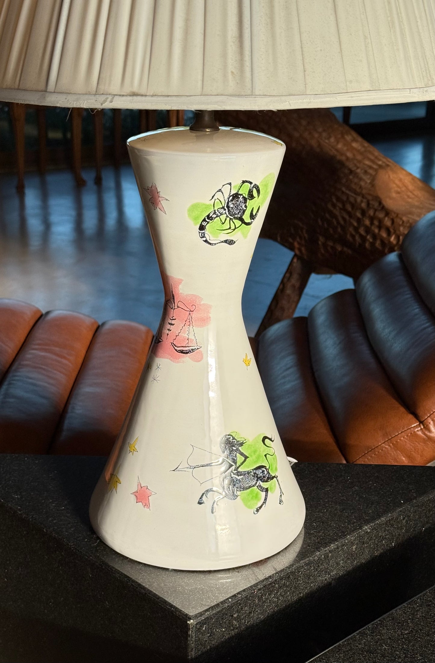 Vintage Italian Gambone-era zodiac lamp, mid 20th century