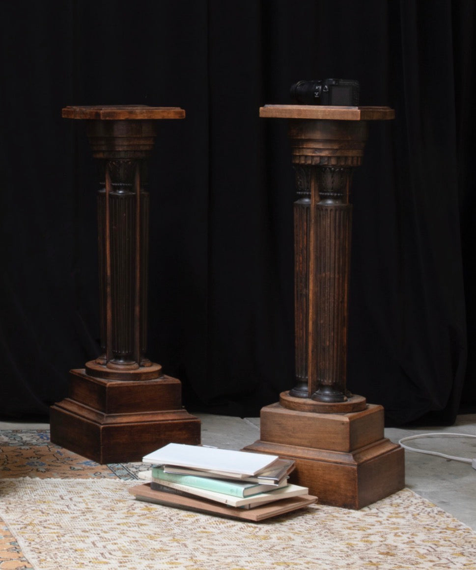Pair of highly-carved antique French pedestals, 19th century