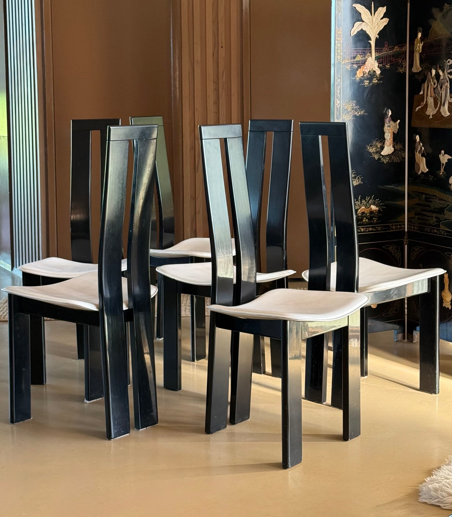 Set of 6 vintage Italian postmodern dining chairs by Pietro Costantini for Ello Furniture, late 20th century