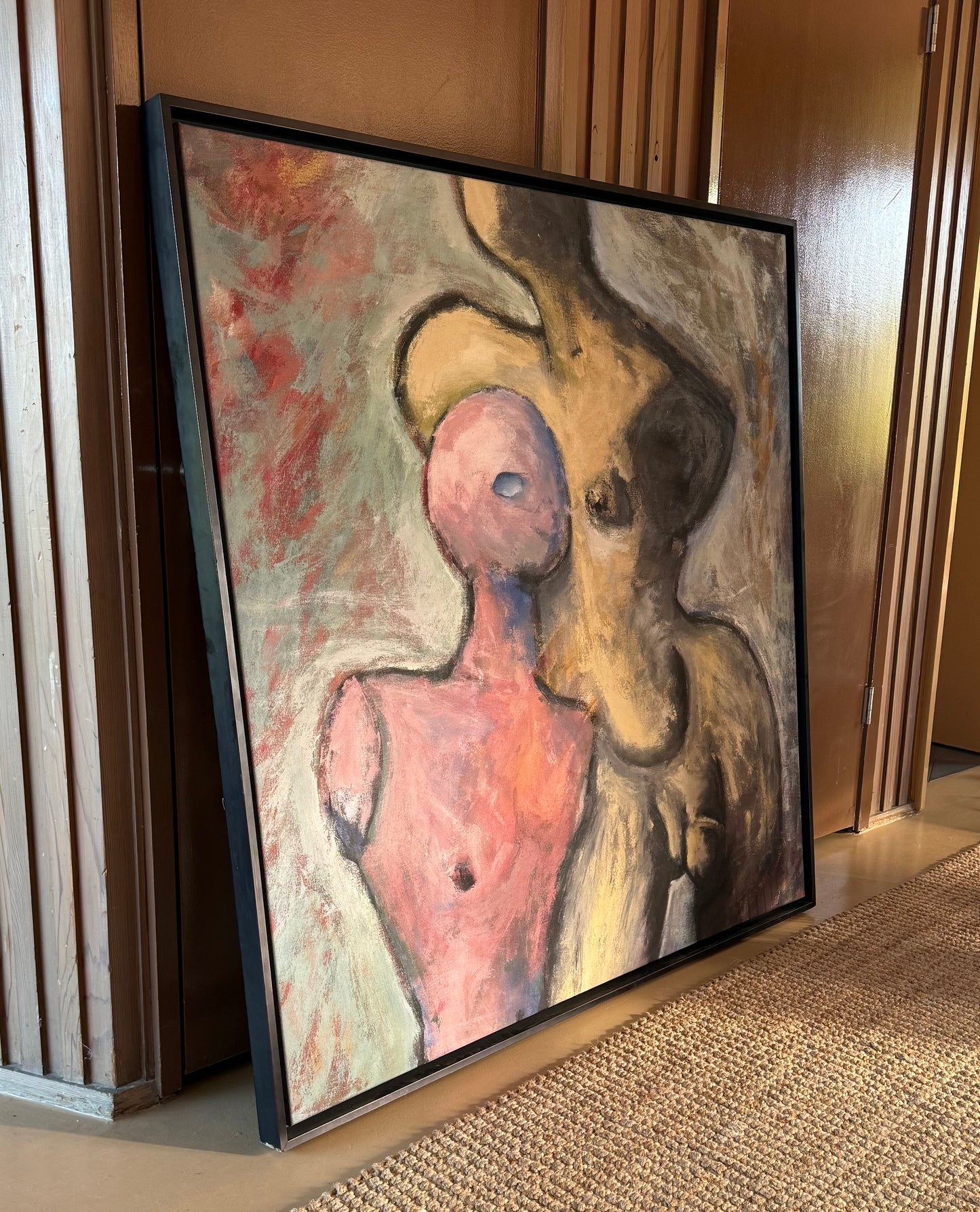 Monumental vintage figurative oil painting, 20th century