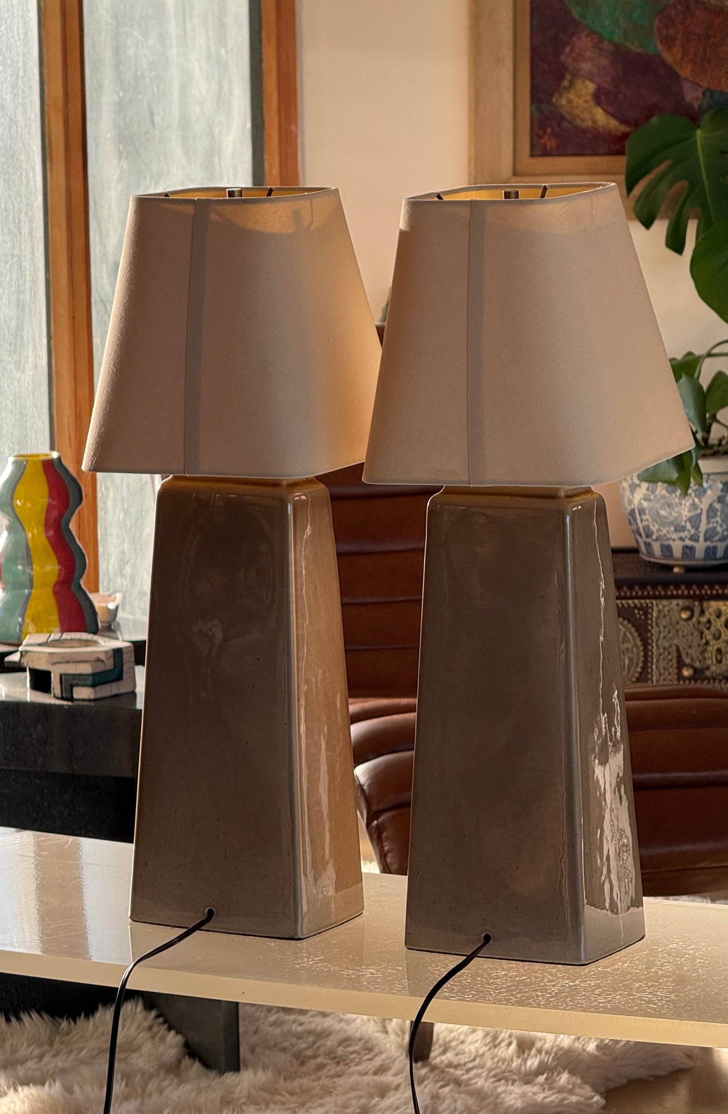 Pair of mid century modern table lamps, circa 1950