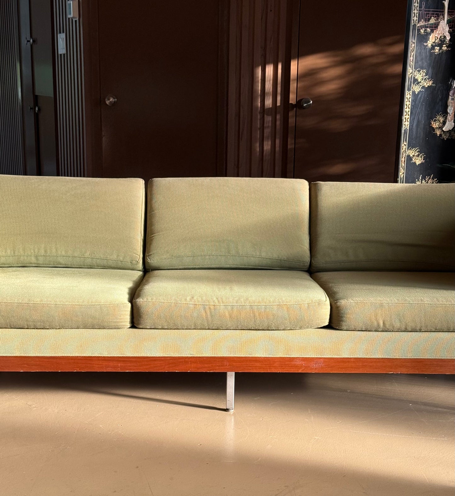 Mid century modern case wood sofa attr. Milo Baughman, circa 1950