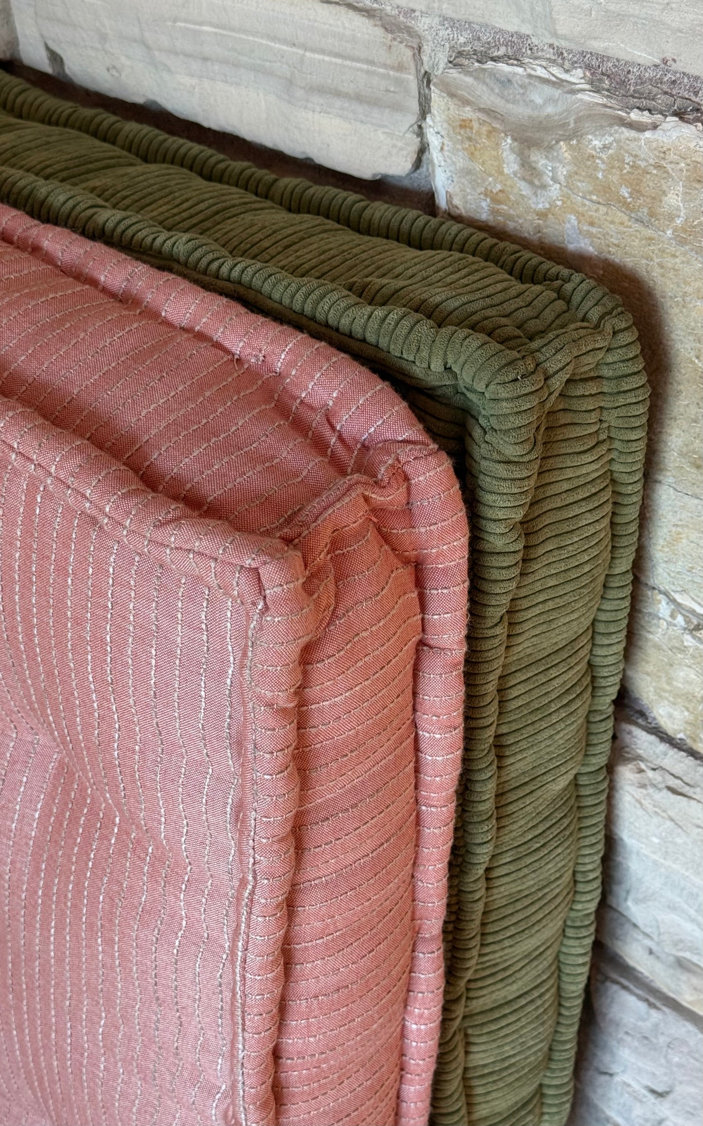 A pair of large floor cushions, 21st century