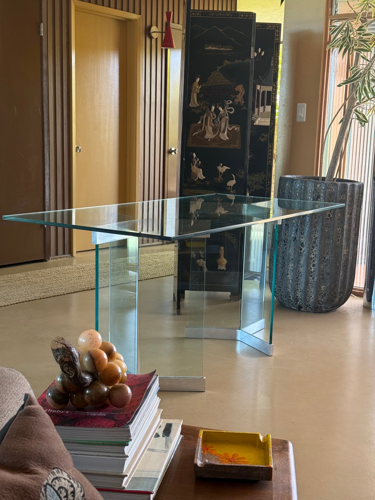 The model 6060 glass and chrome dining table by Irving Rosen for Pace, circa 1970