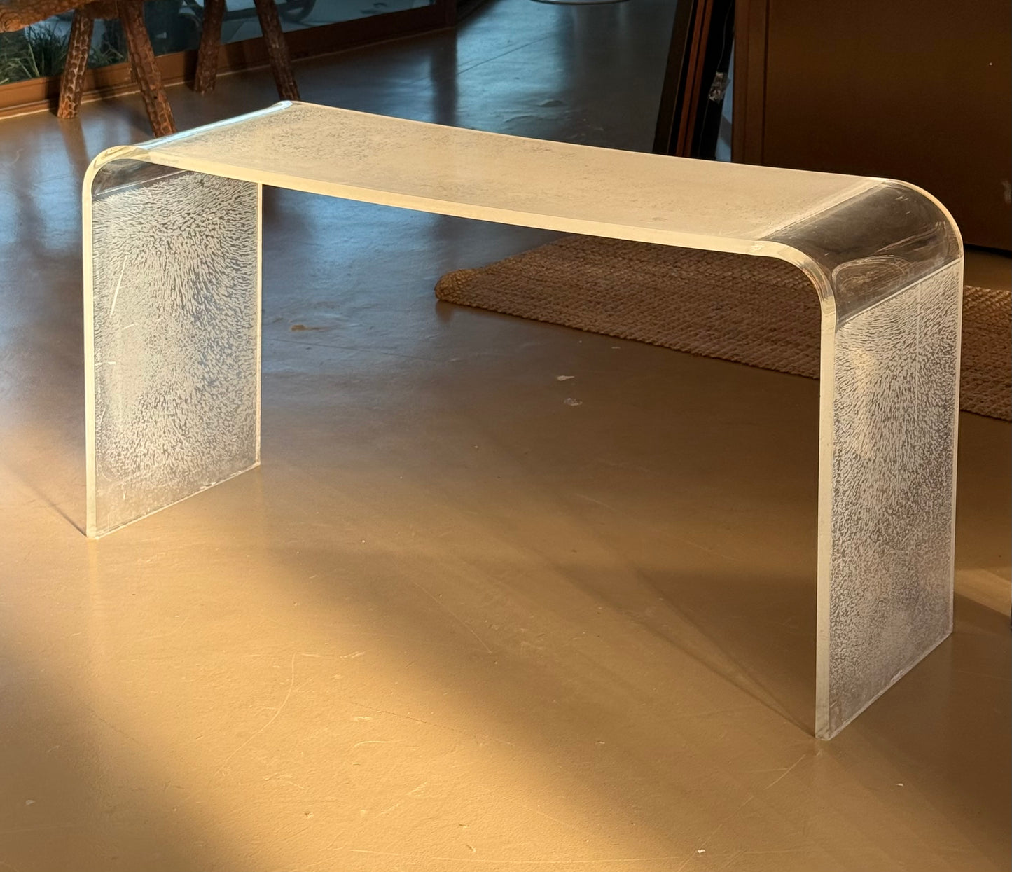 Lucite console table, circa 1970
