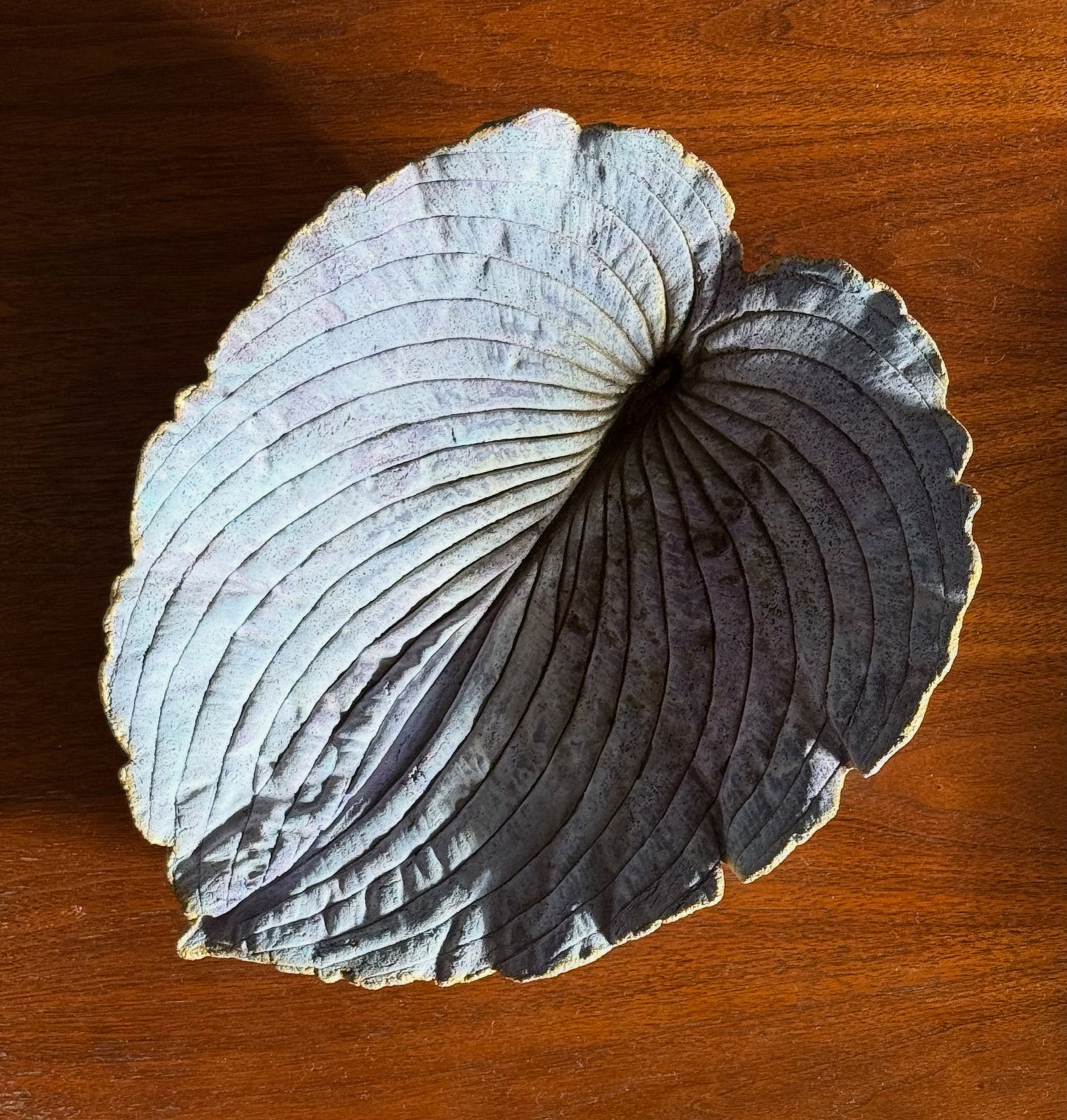 Artist-made studio ceramic leaf platter, 21st century
