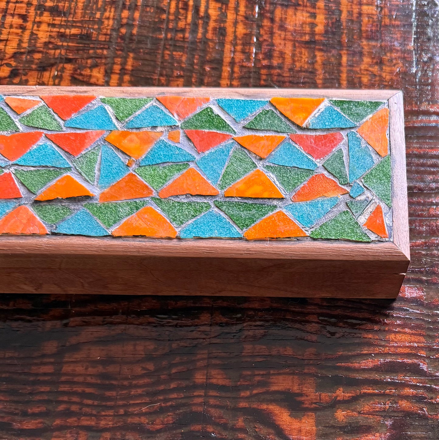 MCM mosaic tile box, mid 20th century
