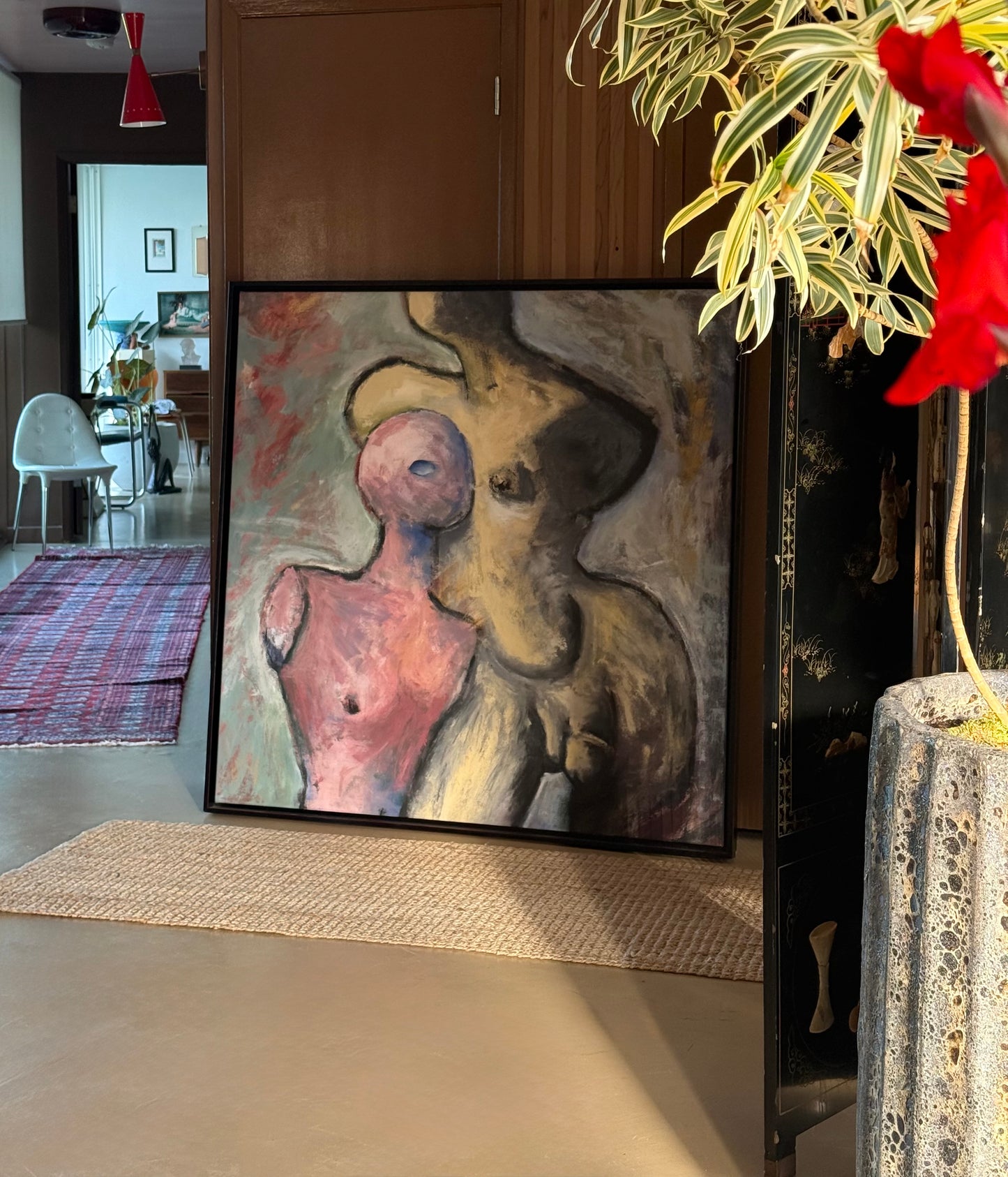 Monumental vintage figurative oil painting, 20th century