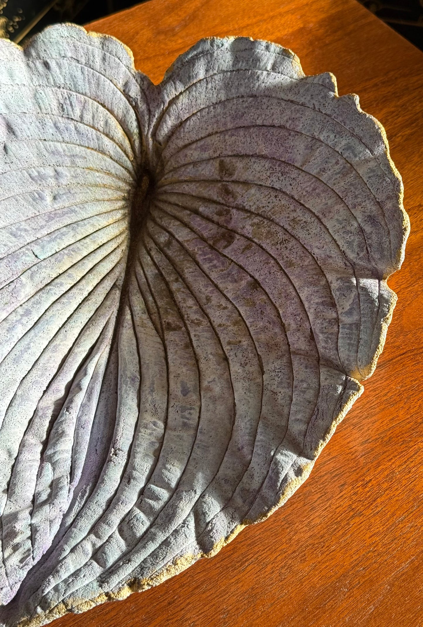 Artist-made studio ceramic leaf platter, 21st century