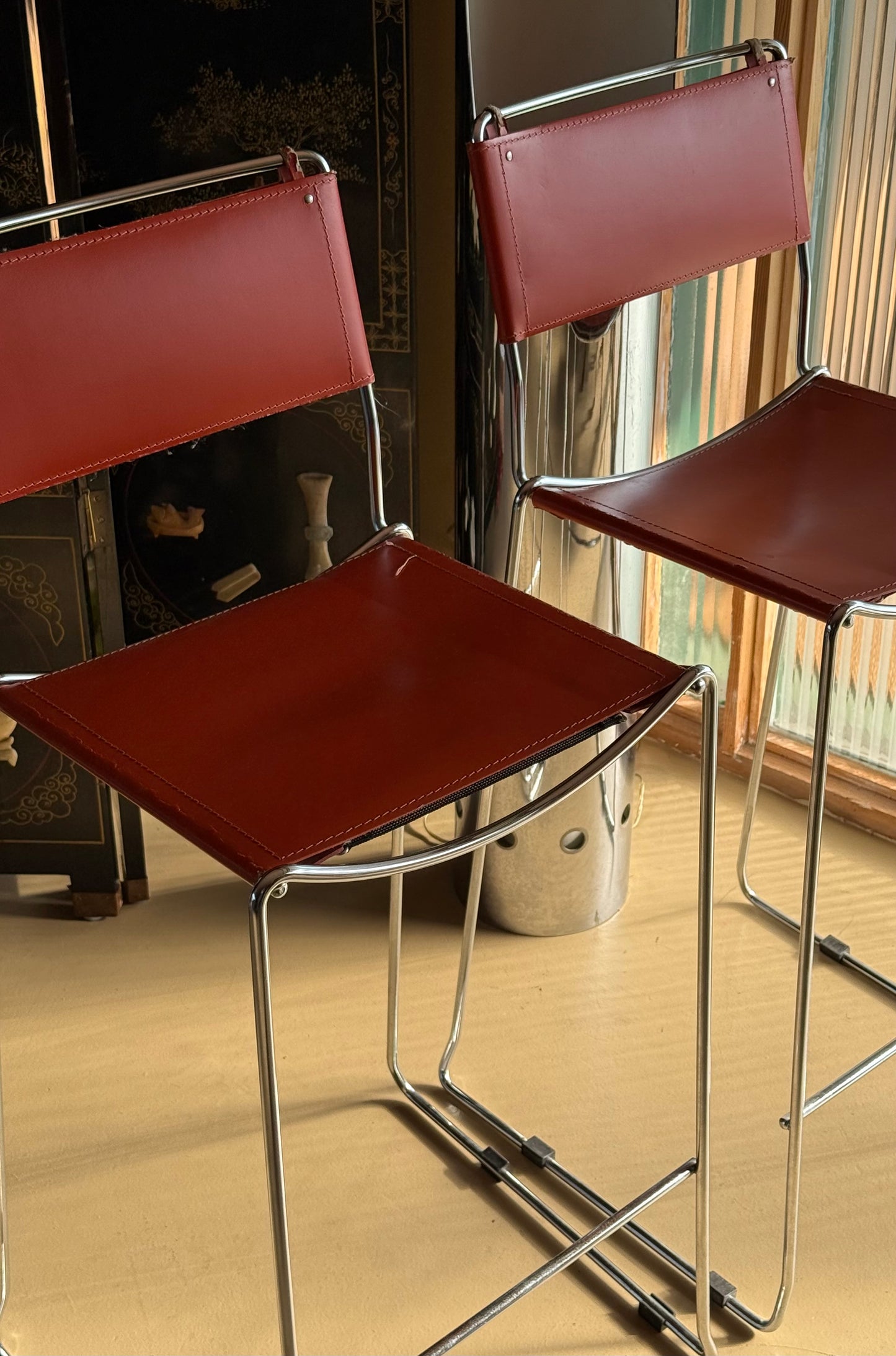 Pair of vintage Italian bar stools, mid 20th century