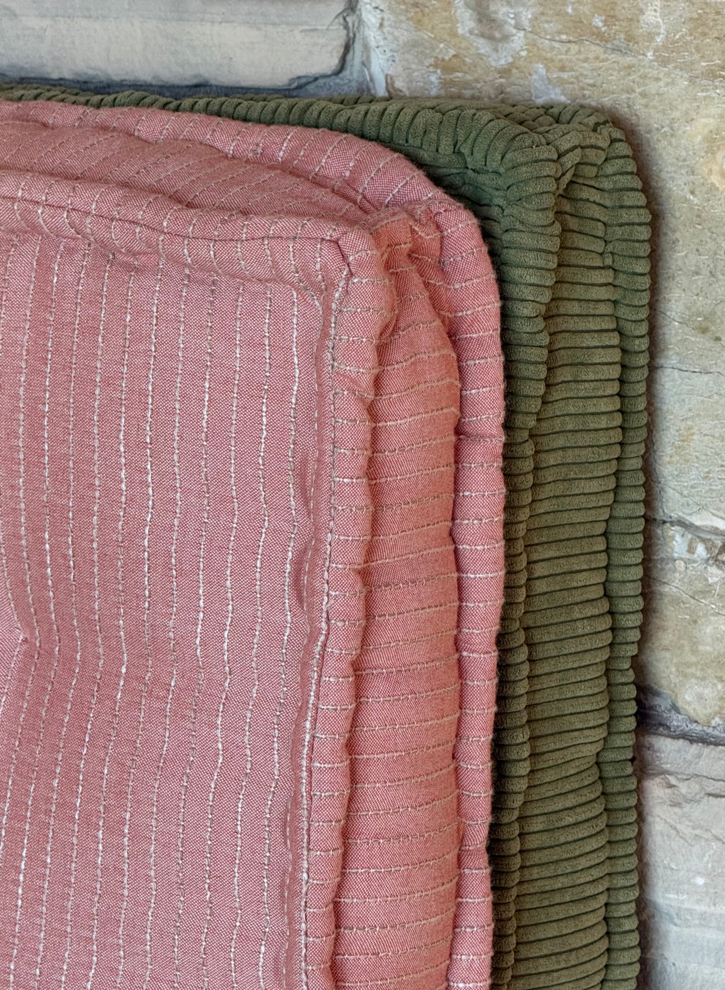 A pair of large floor cushions, 21st century