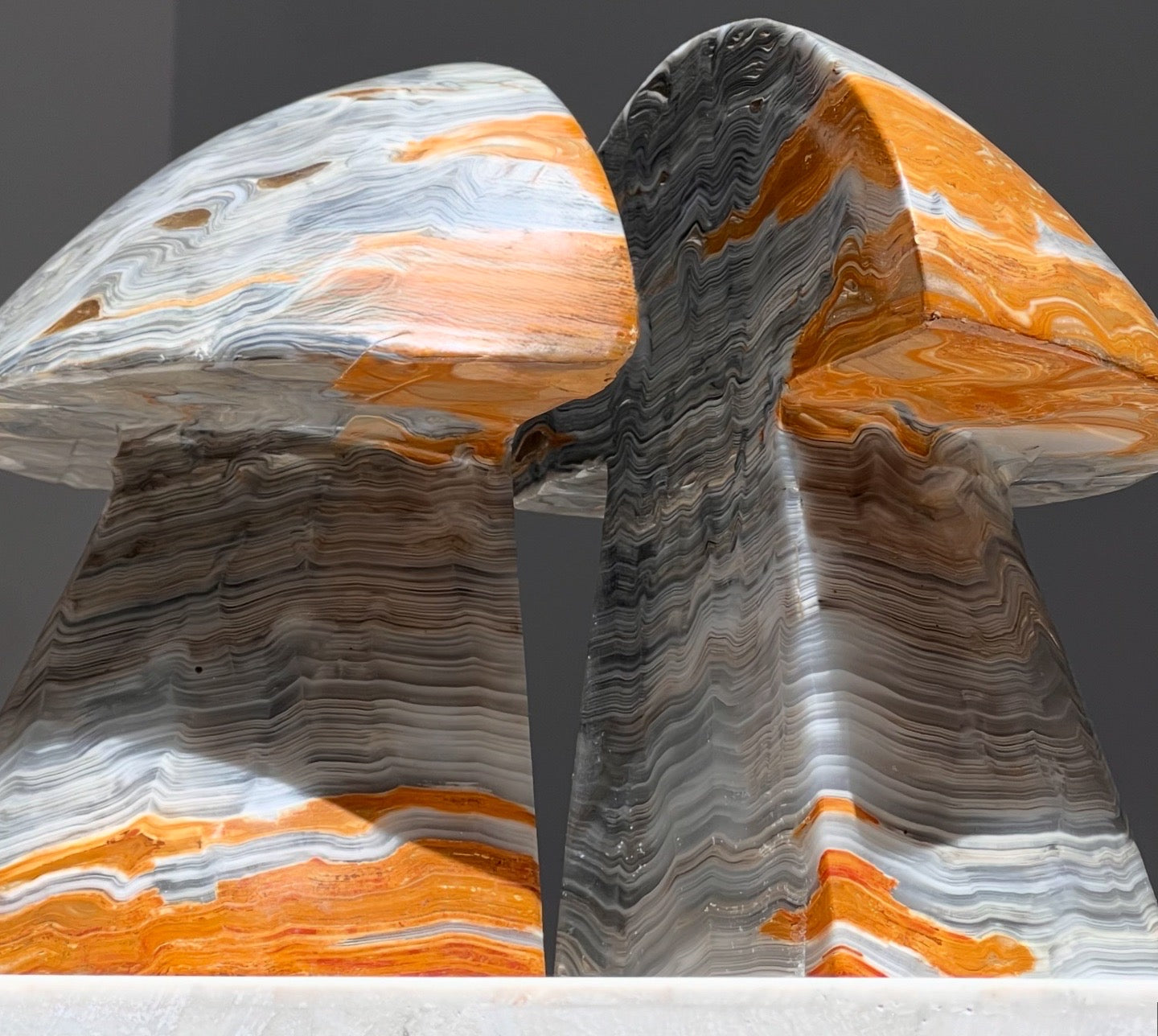 Pair of onyx mushroom bookends, late 20th century