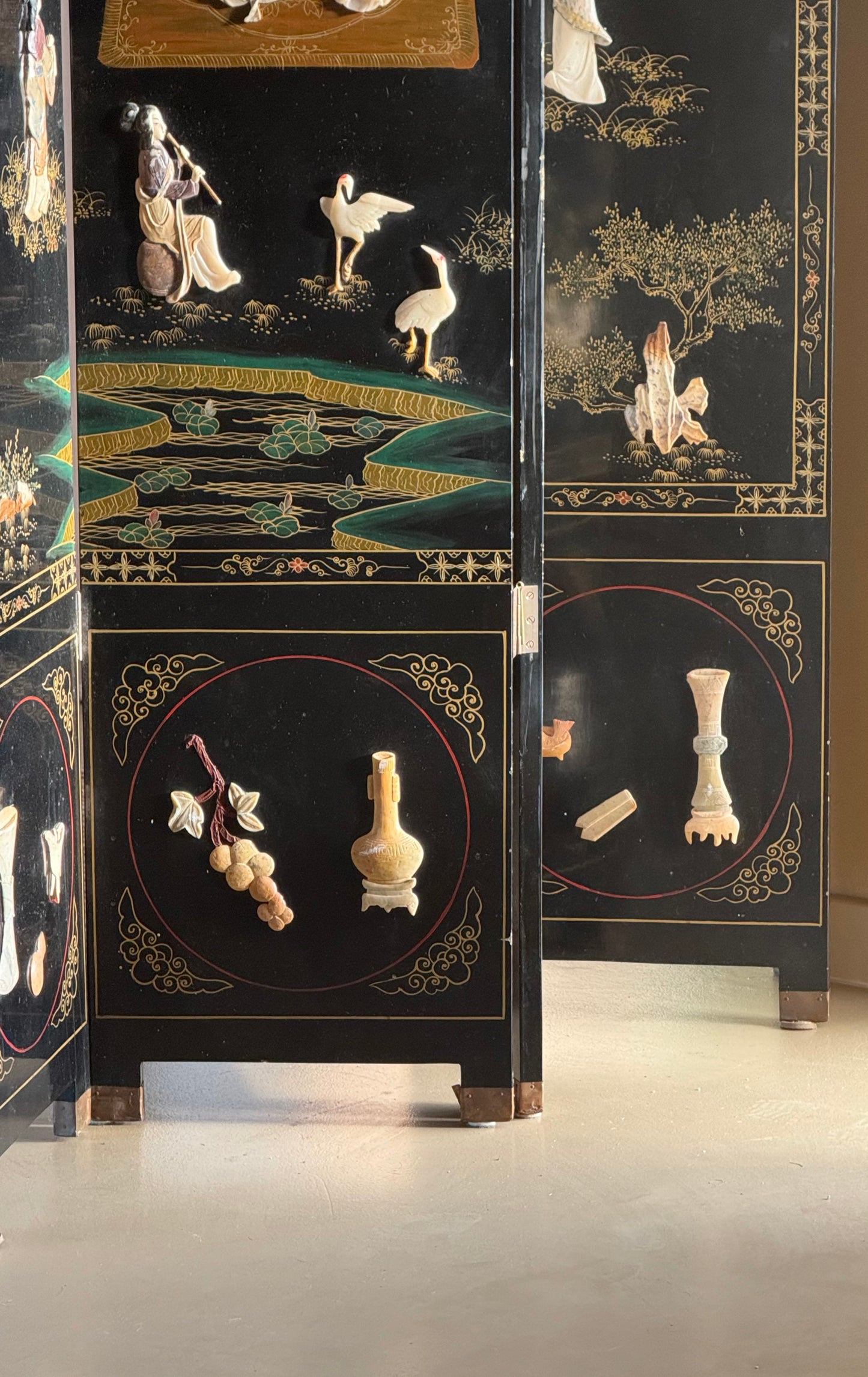 Vintage oriental room divider, 20th century