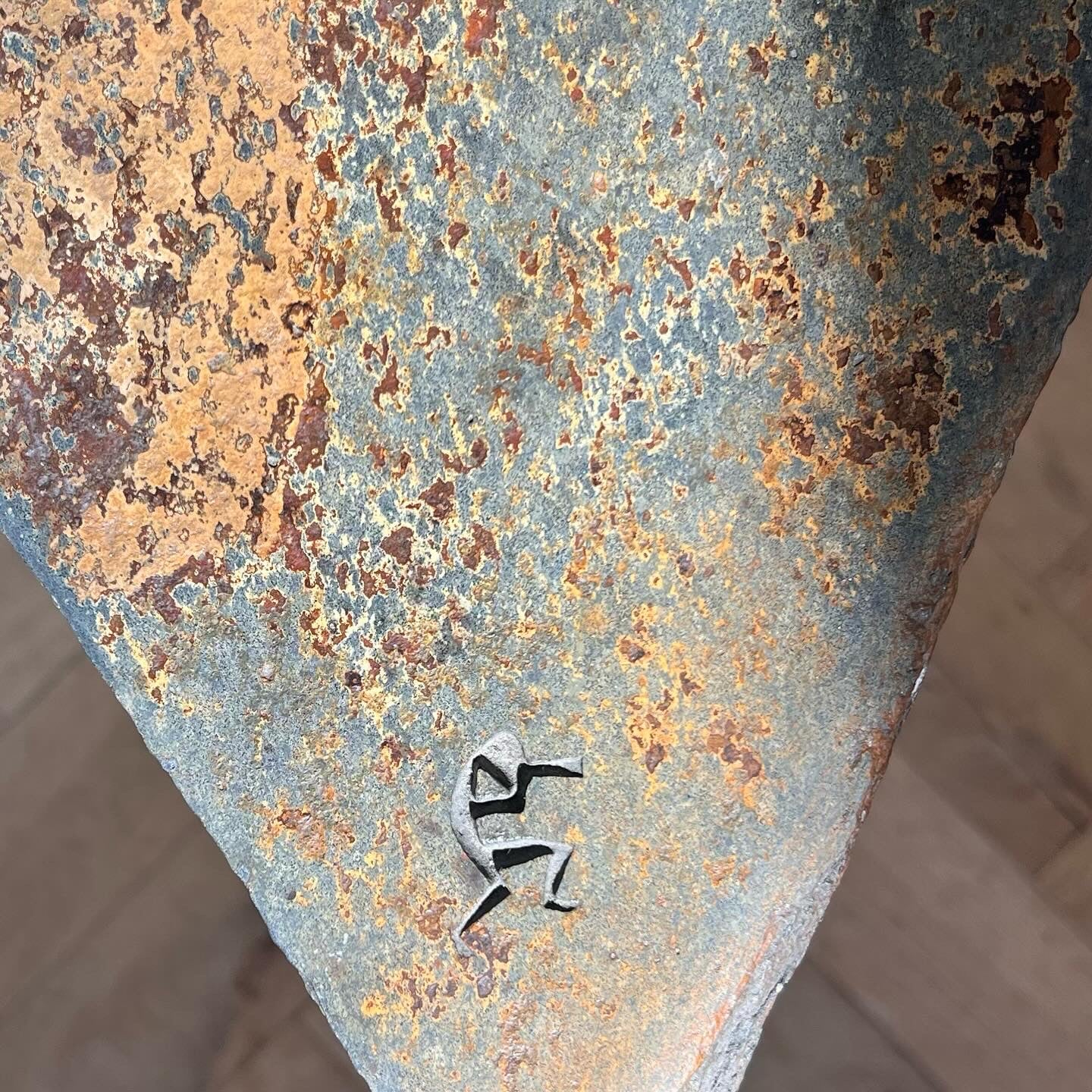 Stone and iron side table, late 20th century