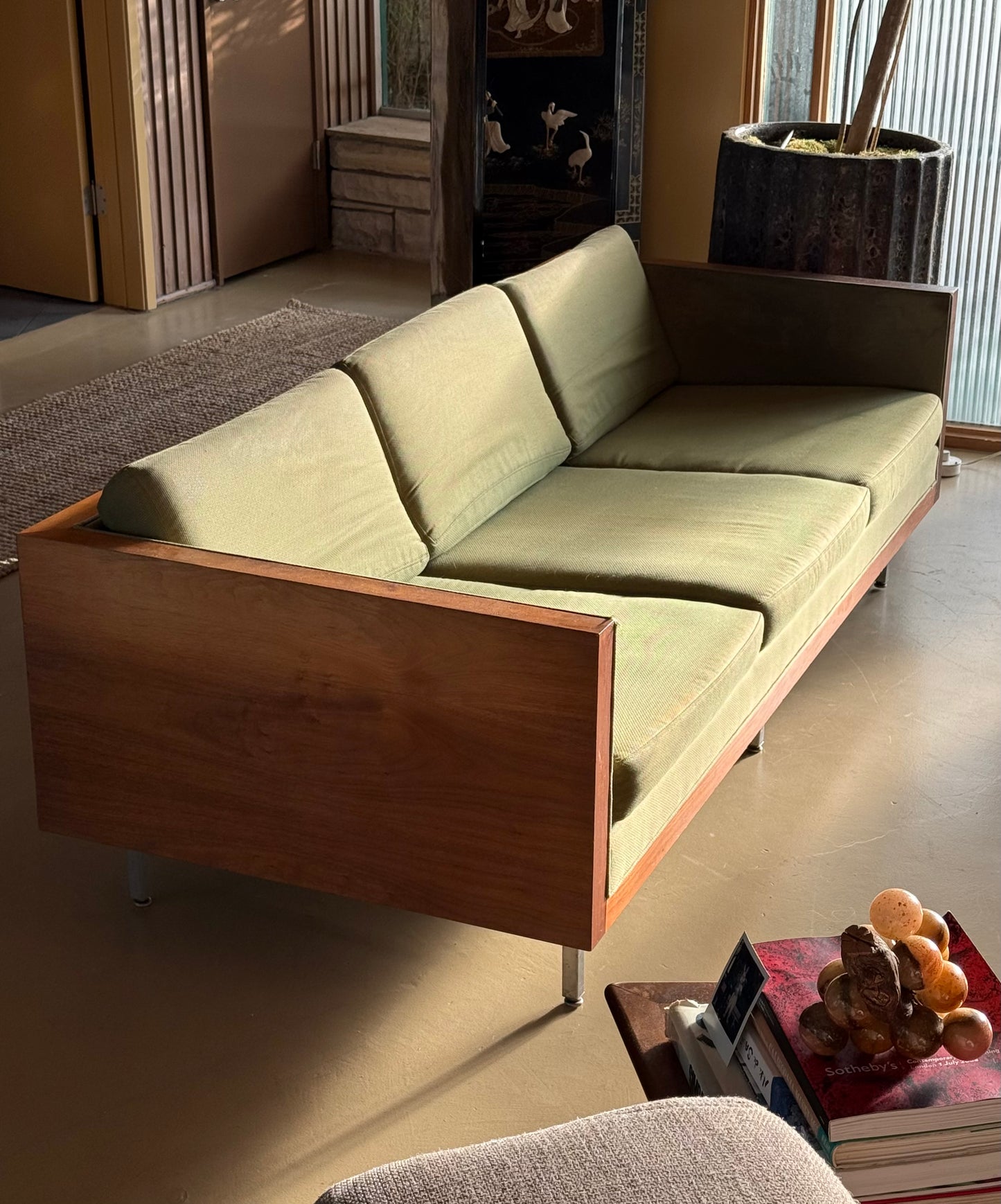 Mid century modern case wood sofa attr. Milo Baughman, circa 1950