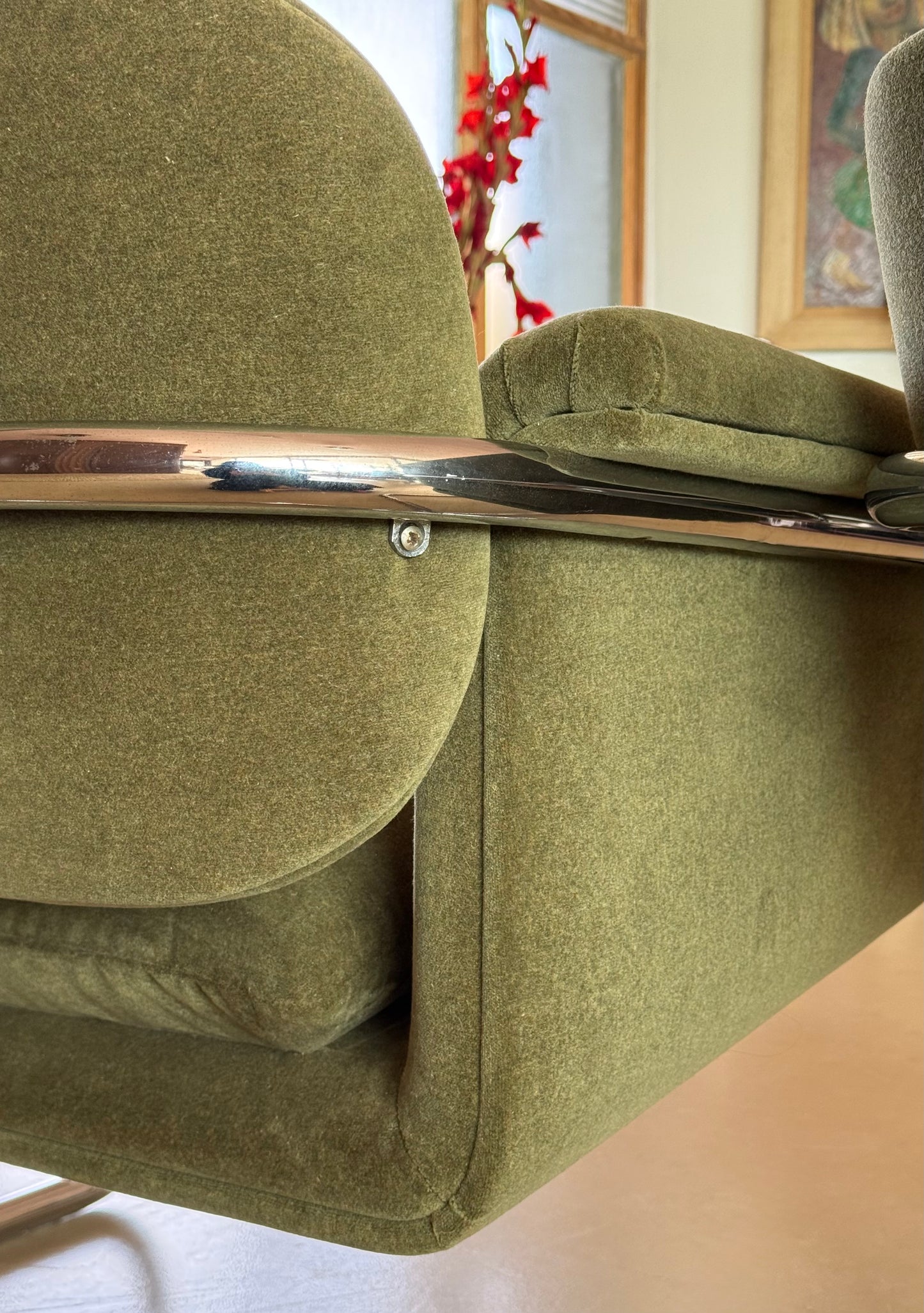 Pair of tubular chrome cantilever chairs by Thonet, 20th century