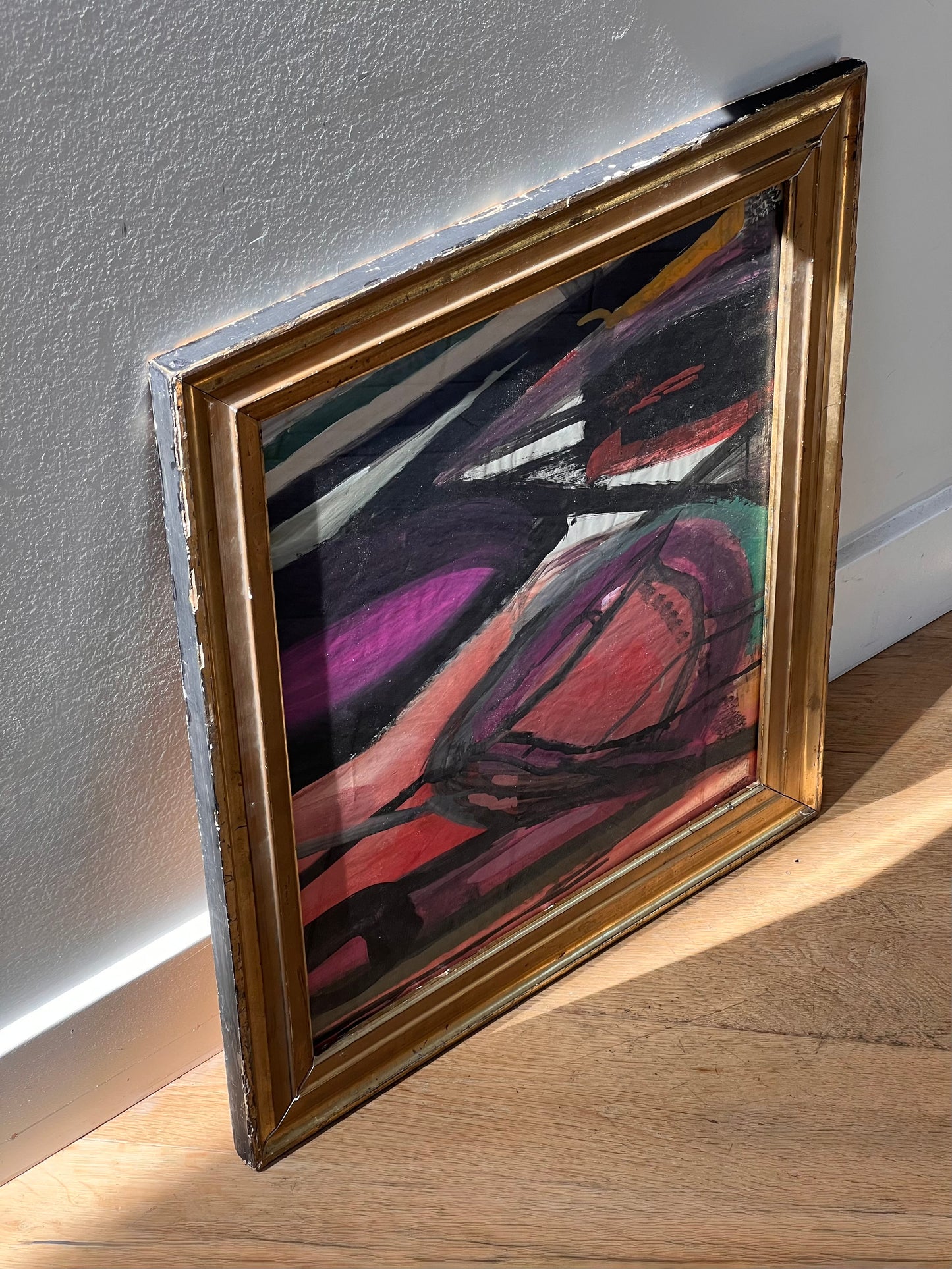 Abstract expressionist painting by Bernard Segal, mid 20th century