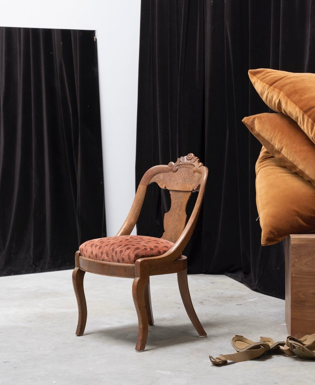 Antique Victorian bergère chair with peacock upholstery, circa 1900