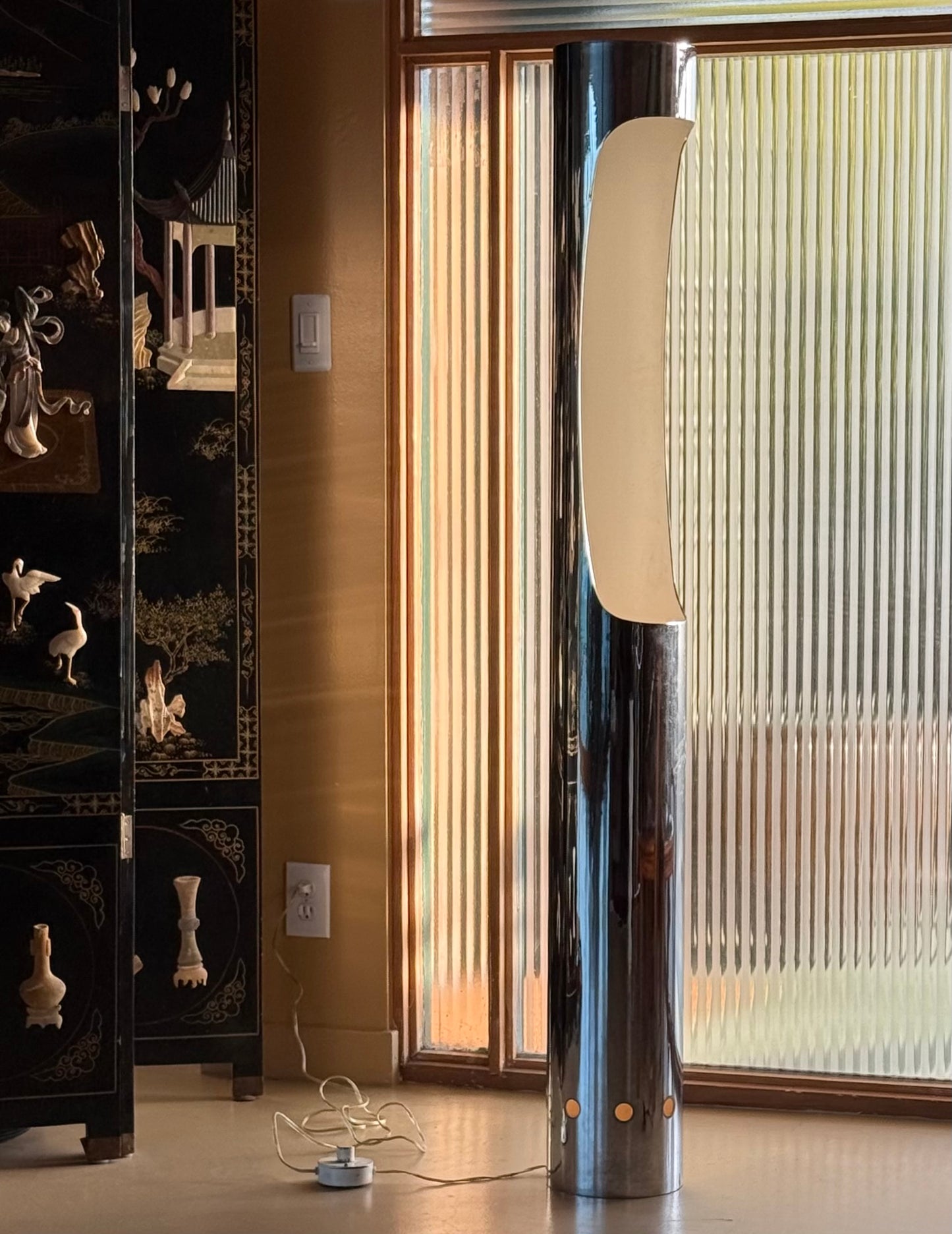 Mid century chrome column floor lamp, circa 1970